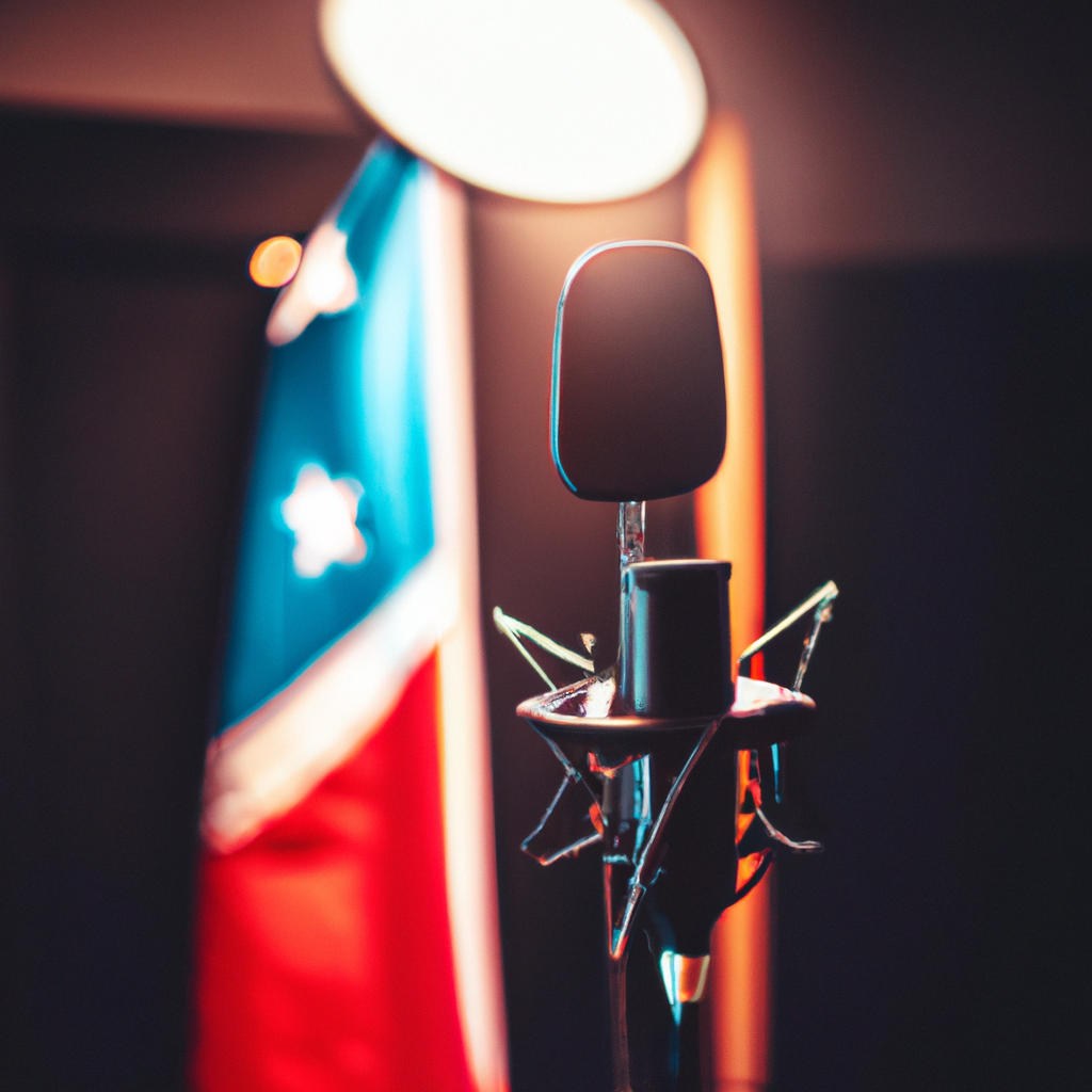 Coach inside a vocal booth with a studio mic and a subtle Canadian flag accent
